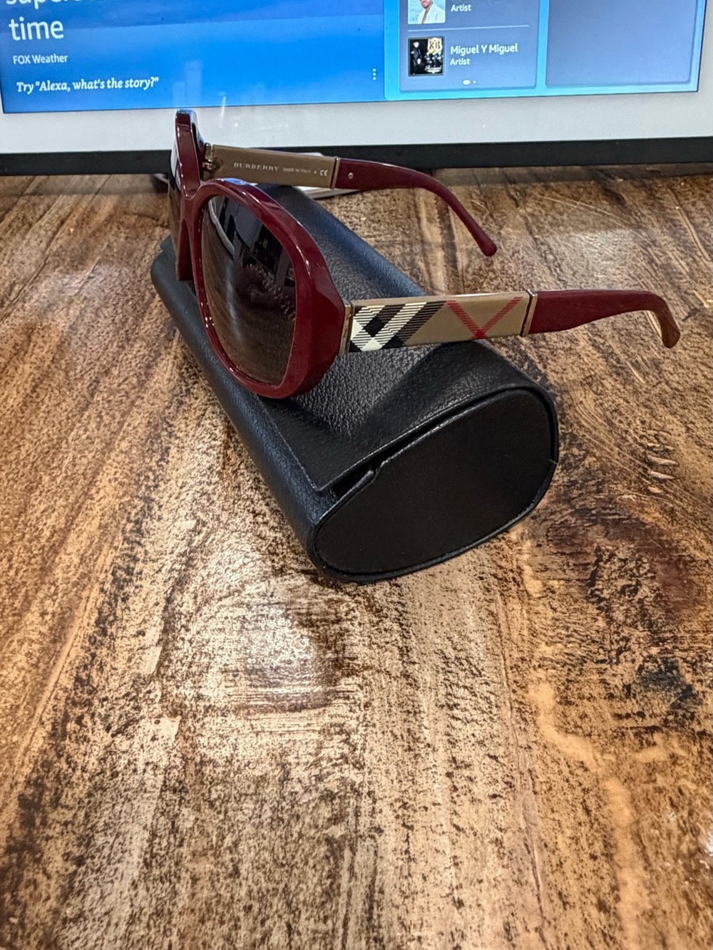 Burberry Burgundy Round Oversized Women's Sunglasses - Picture 8 of 15